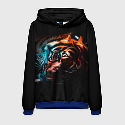 Толстовка-худи мужская Красивый Тигр лежит, цвет: 3D-синий