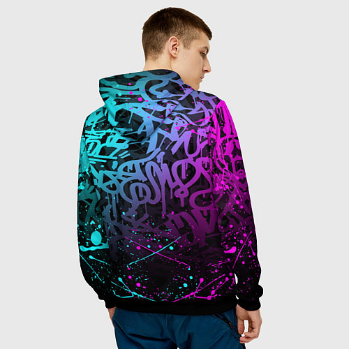 Мужская толстовка KDA NEON GRAFFITI LEAGUE OF LEGENDS / 3D-Черный – фото 4