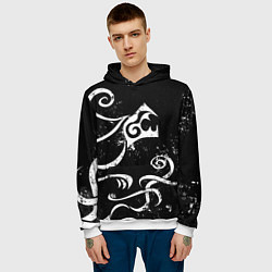Толстовка-худи мужская ТАТУИРОВКА ДРАКЕНА WHITE AND BLACK, цвет: 3D-белый — фото 2