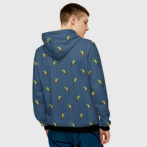 Мужская толстовка Тукан паттерн / 3D-Черный – фото 4