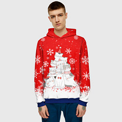 Толстовка-худи мужская КОТОЁЛКА на новый год, цвет: 3D-синий — фото 2