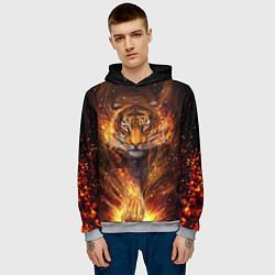 Толстовка-худи мужская Огненный тигр Сила огня, цвет: 3D-меланж — фото 2