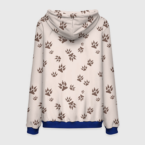 Мужская толстовка Бежевый паттерн лапки / 3D-Синий – фото 2