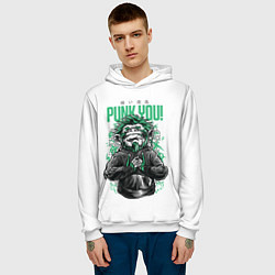 Толстовка-худи мужская Punk you!, цвет: 3D-белый — фото 2