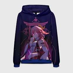 Толстовка-худи мужская Genshin Impact - Гудзи Яэ Мико, цвет: 3D-синий