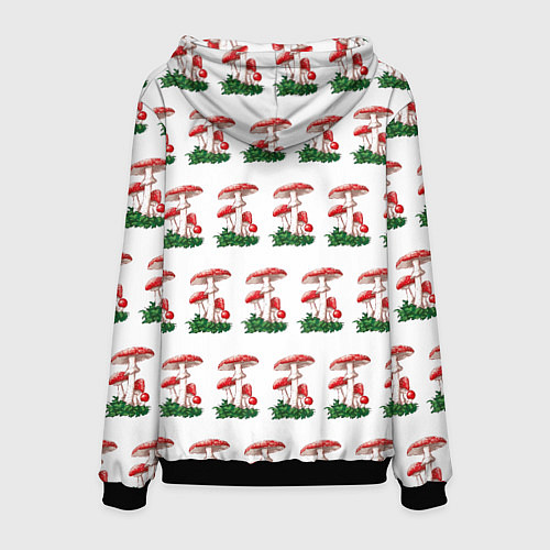 Мужская толстовка Мухоморчики красные красивые / 3D-Черный – фото 2