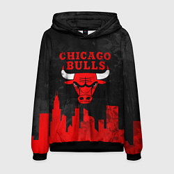Толстовка-худи мужская Chicago Bulls, Чикаго Буллз Город, цвет: 3D-черный