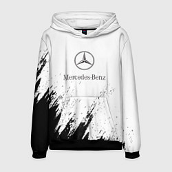 Толстовка-худи мужская Mercedes-Benz - White texture, цвет: 3D-черный