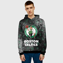 Толстовка-худи мужская Бостон Селтикс, Boston Celtics, НБА, цвет: 3D-черный — фото 2