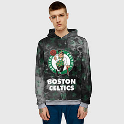 Толстовка-худи мужская Бостон Селтикс, Boston Celtics, НБА, цвет: 3D-меланж — фото 2