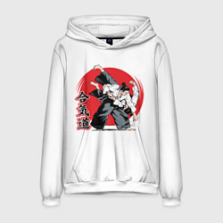 Толстовка-худи мужская Айкидо Aikido, цвет: 3D-белый