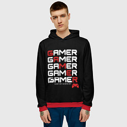 Толстовка-худи мужская GAMER - GAMER - GAMER, цвет: 3D-красный — фото 2