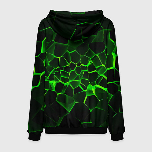Мужская толстовка Skoda: Неоновые трещины / 3D-Черный – фото 2
