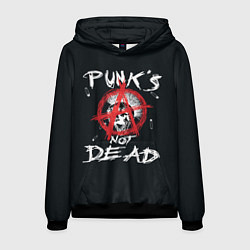 Толстовка-худи мужская Punks Not Dead Анархия, цвет: 3D-черный