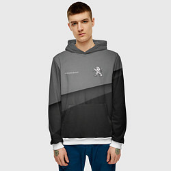 Толстовка-худи мужская Peugeot 308 геометрия, цвет: 3D-белый — фото 2