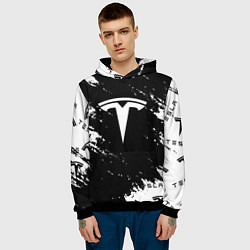 Толстовка-худи мужская Tesla logo texture, цвет: 3D-черный — фото 2