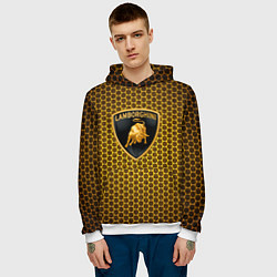 Толстовка-худи мужская Lamborghini gold соты, цвет: 3D-белый — фото 2