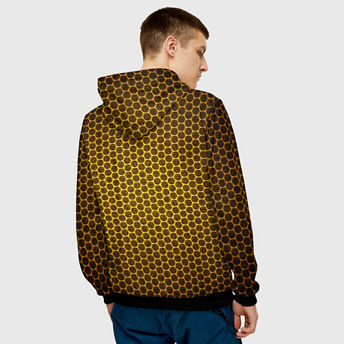 Мужская толстовка Lamborghini gold соты / 3D-Черный – фото 4