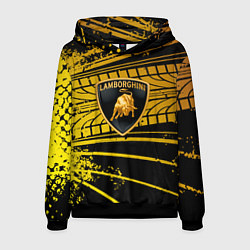 Толстовка-худи мужская Lamborghini - Следы от шин, цвет: 3D-черный