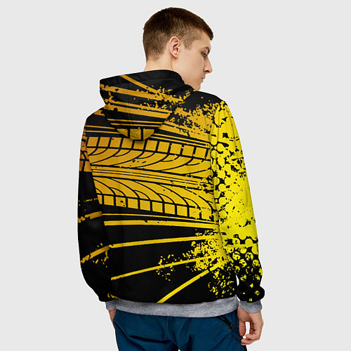 Мужская толстовка Lamborghini - Следы от шин / 3D-Меланж – фото 4