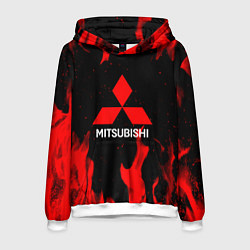 Толстовка-худи мужская Mitsubishi Red Fire, цвет: 3D-белый