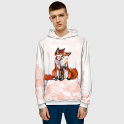 Толстовка-худи мужская Влюблённые Лисы Love, цвет: 3D-белый — фото 2