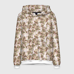 Толстовка-худи мужская Купюры 100 рублей, цвет: 3D-белый