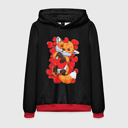 Толстовка-худи мужская Лиса Символ любви, цвет: 3D-красный