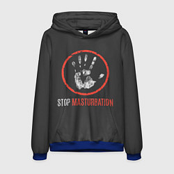 Толстовка-худи мужская STOP MASTURBATION, цвет: 3D-синий
