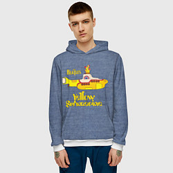 Толстовка-худи мужская On a Yellow Submarine 3D, цвет: 3D-белый — фото 2