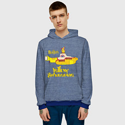 Толстовка-худи мужская On a Yellow Submarine 3D, цвет: 3D-синий — фото 2