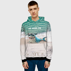 Толстовка-худи мужская Я скучаю - Акула, цвет: 3D-черный — фото 2