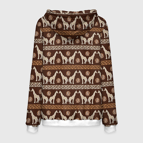 Мужская толстовка Жирафы Африка паттерн / 3D-Белый – фото 2