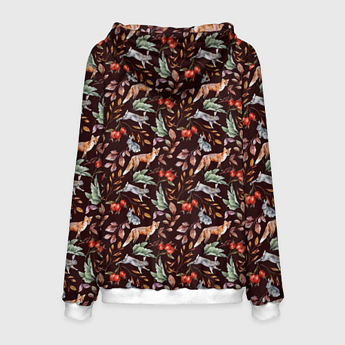 Мужская толстовка Лесная лисичка паттерн / 3D-Белый – фото 2