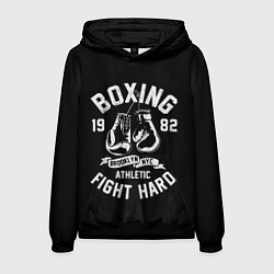 Толстовка-худи мужская БОКС, БОКСЕРСКИЕ ПЕРЧАТКИ BOXING, цвет: 3D-черный