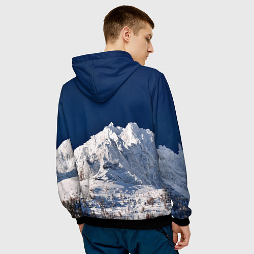 Мужская толстовка Снежные горы, синие небо / 3D-Черный – фото 4