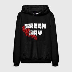 Толстовка-худи мужская Green day Цветы, цвет: 3D-черный