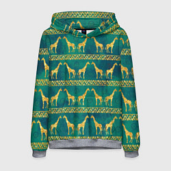 Толстовка-худи мужская Золотые жирафы паттерн, цвет: 3D-меланж