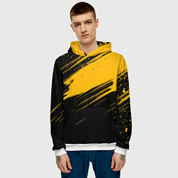 Толстовка-худи мужская Black and yellow grunge, цвет: 3D-белый — фото 2