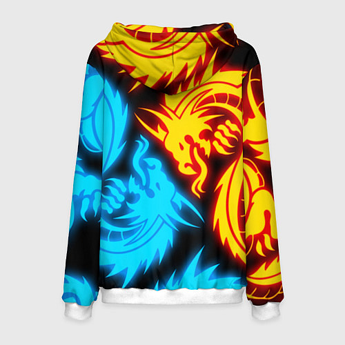Мужская толстовка НЕОНОВЫЕ ДРАКОНЫ NEON DRAGONS / 3D-Белый – фото 2