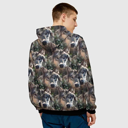 Мужская толстовка Волки клипарт wolfs / 3D-Черный – фото 4