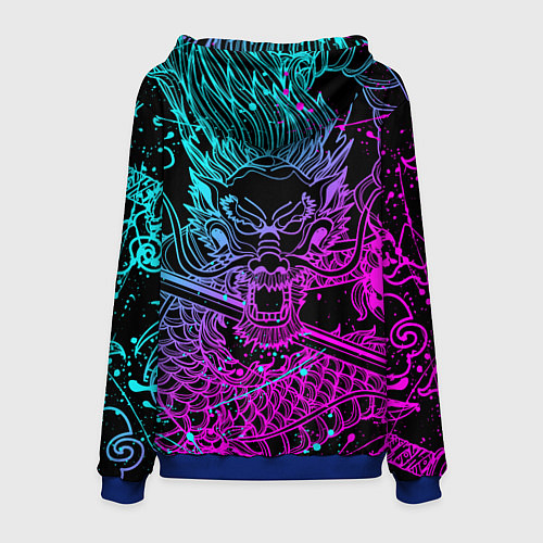 Мужская толстовка СЯО ГЕНШИН ИМПАКТ НЕОНОВЫЙ ДРАКОН / 3D-Синий – фото 2
