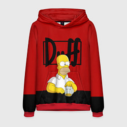 Толстовка-худи мужская Гомер и пиво Симпсоны Simpsons, цвет: 3D-красный