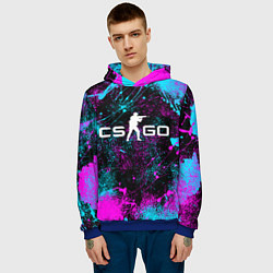 Толстовка-худи мужская КС ГО НЕОН CS GO NEON, цвет: 3D-синий — фото 2