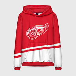 Толстовка-худи мужская Detroit Red Wings, Детройт Ред Уингз Диагональные, цвет: 3D-красный