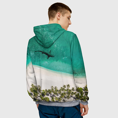 Мужская толстовка He shark will be happy if the whole world is under / 3D-Меланж – фото 4