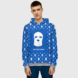 Толстовка-худи мужская Узор Blue Ski Mask Dope Street Market, цвет: 3D-меланж — фото 2