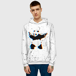 Толстовка-худи мужская Banksy Panda with guns Бэнкси, цвет: 3D-белый — фото 2