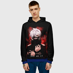 Толстовка-худи мужская Tokyo Ghoul Токийский Гуль Who am I, цвет: 3D-синий — фото 2