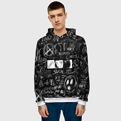 Толстовка-худи мужская Аниме Анархия eyes love, цвет: 3D-белый — фото 2